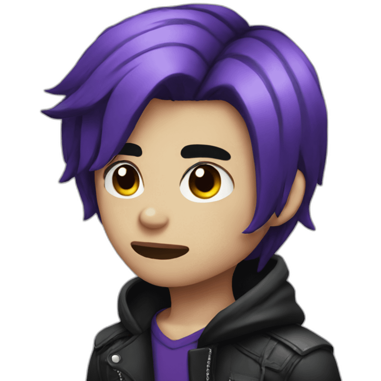 black-purple haired emo boy emoji