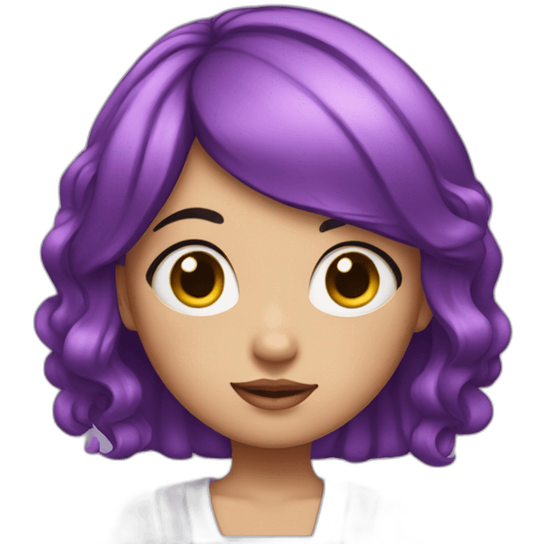 girl with striking purple hair. The girl's hair is styled in a hime cut emoji