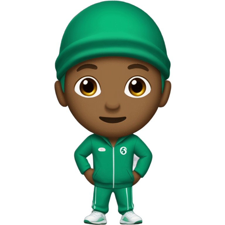 Squid game player in green track suit without hoodie emoji