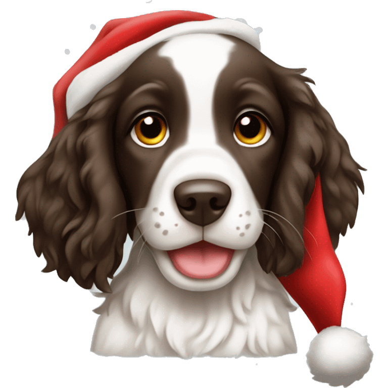 Springer spaniel puppy with a Santa hat  emoji