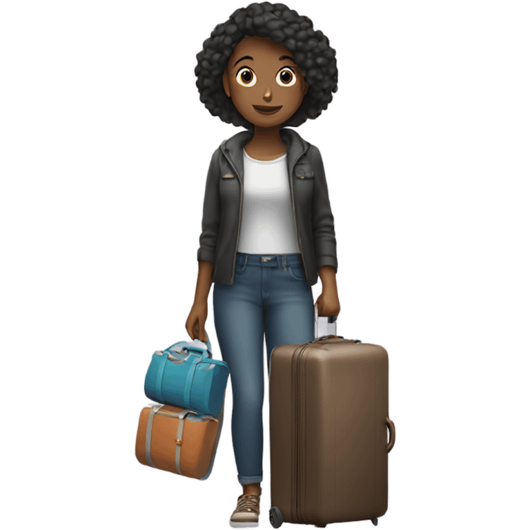 girl with 2 luggages emoji