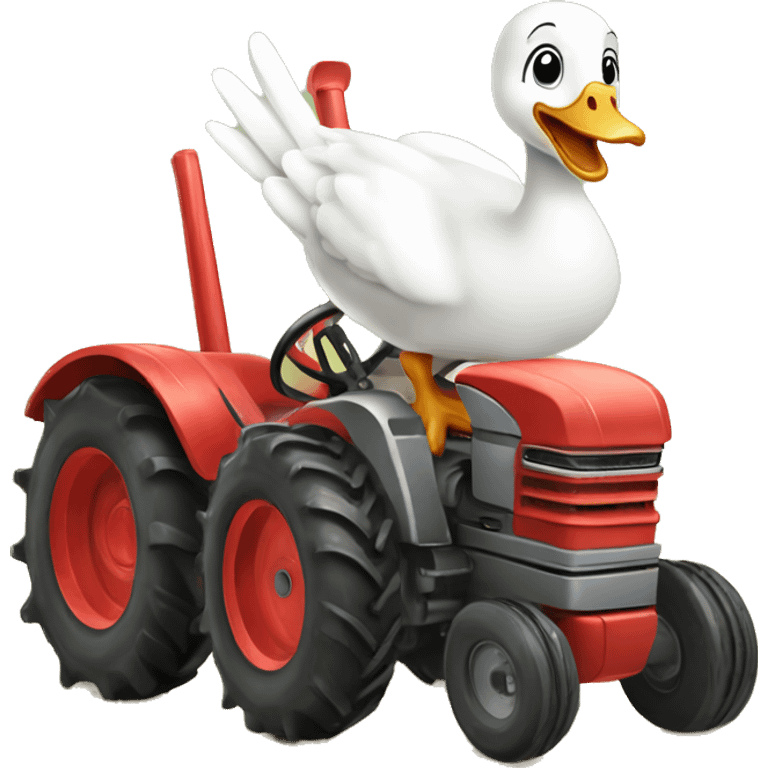 A baby goose driving a tractor ￼ emoji