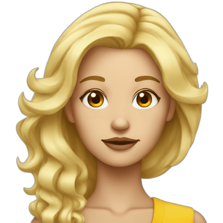 femme aux cheveux blonde et au yeux jaune emoji