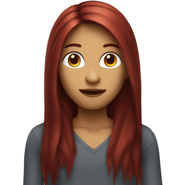 dark red hair face emoji long hair emoji