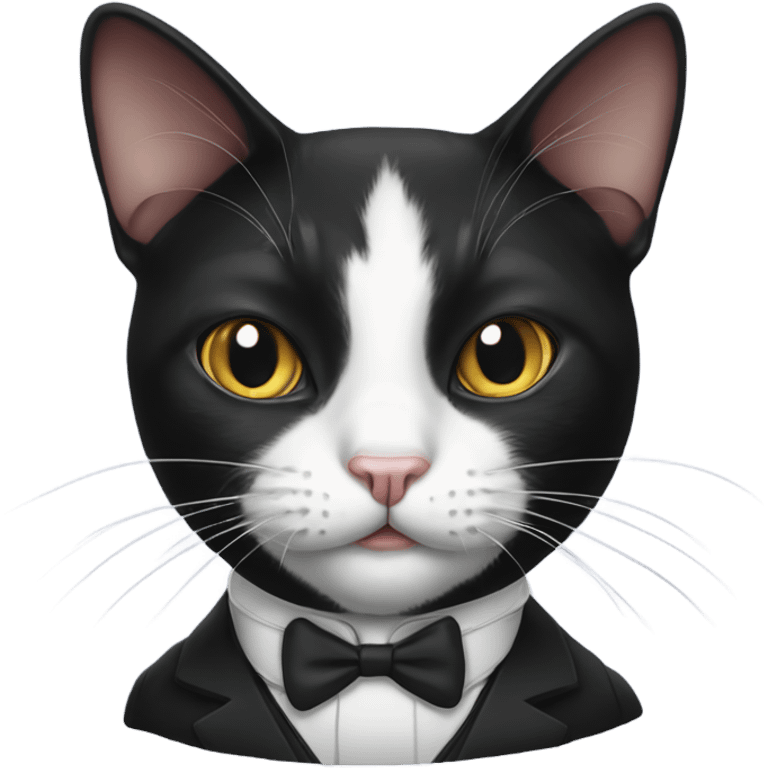 Tuxedo cat with a mouse in its mouth emoji