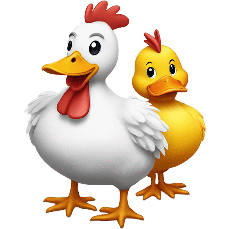 Chicken and duck alliance emoji