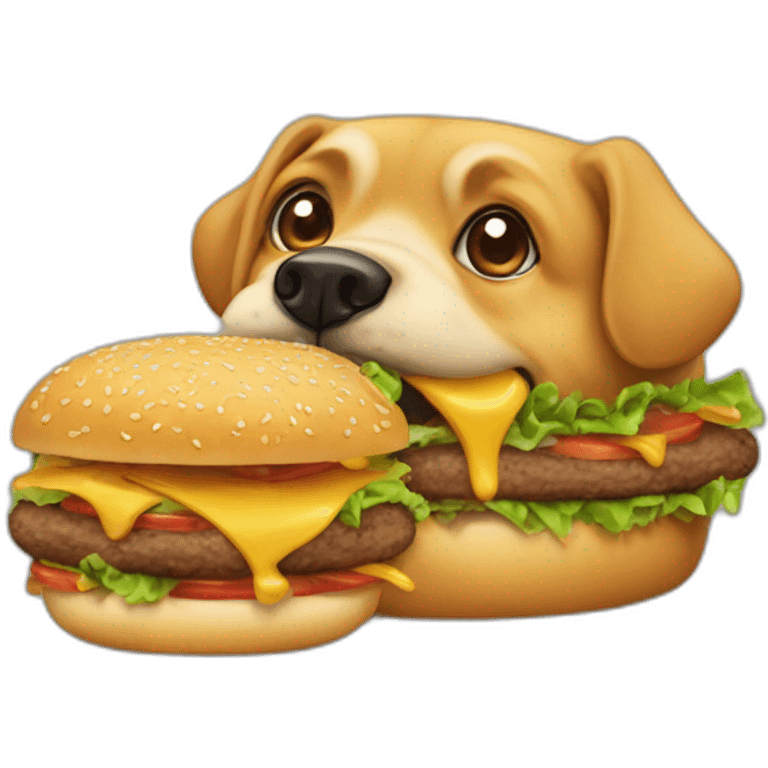 Un chien qui mange un hamburger  emoji