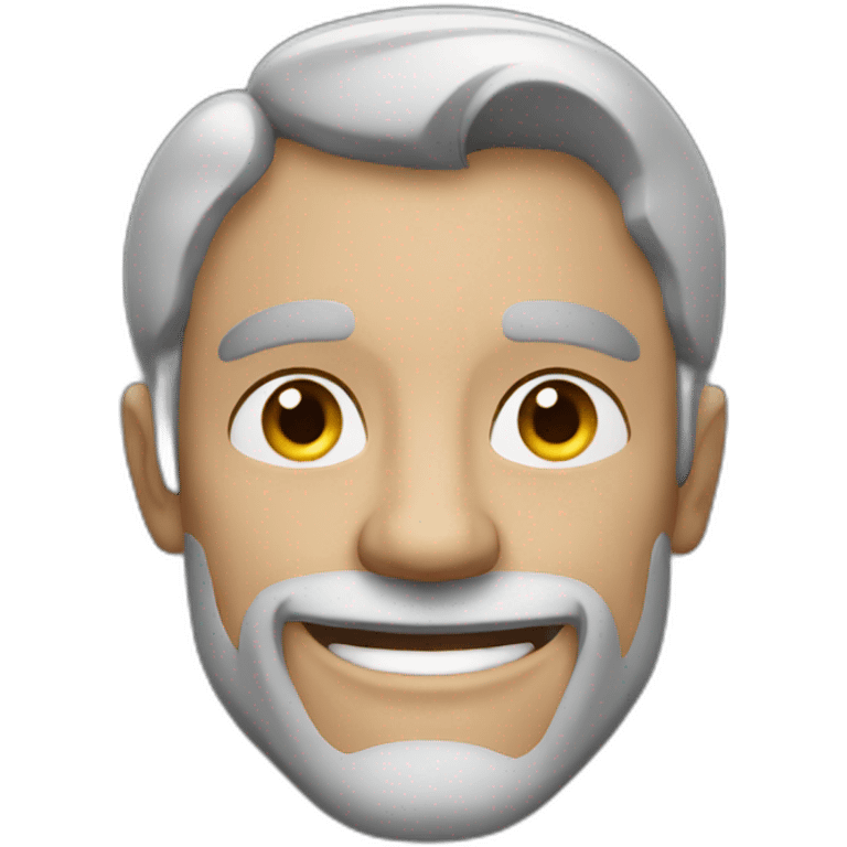 a smiling grey man with a very muscular jaw emoji