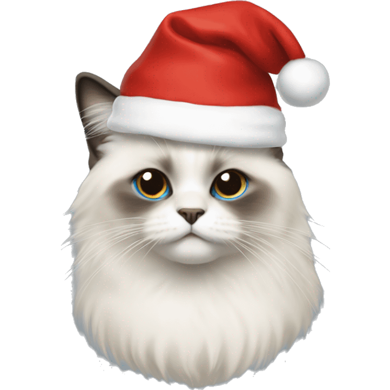 Birman Cat with santa hat emoji