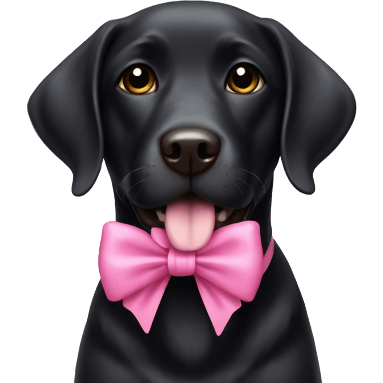 Smiling Dog black Labrador with a pink bow emoji