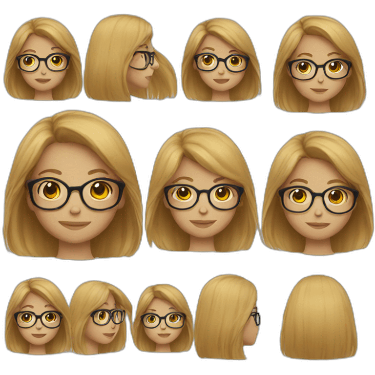 Long hair glasses girl emoji