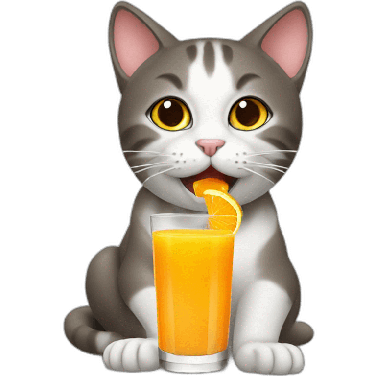 Cat drinking a orange juice  emoji