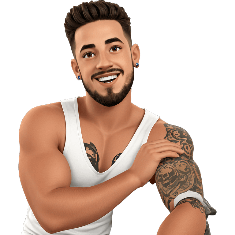 smiling boy with tattooed beard emoji