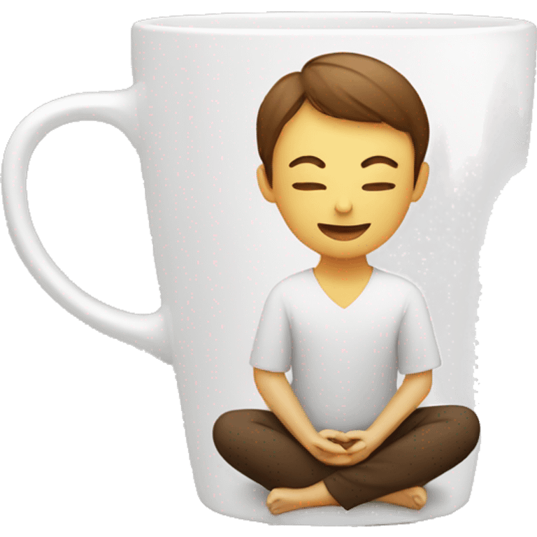 a person sitting in a lotus pose inside a coffee cup emoji