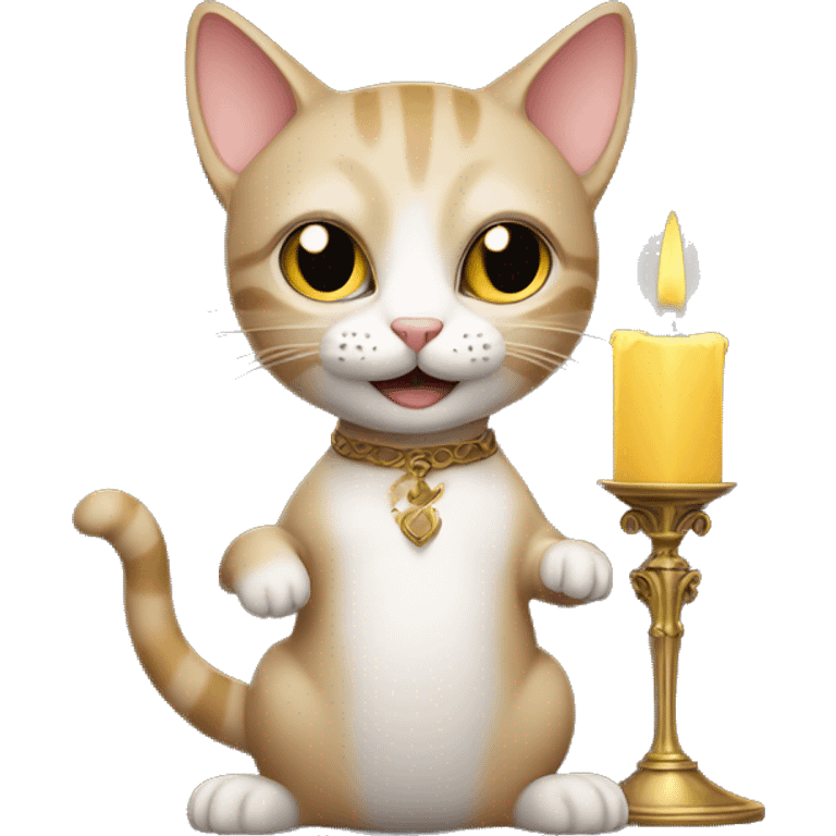 Cat holding candelabra  emoji