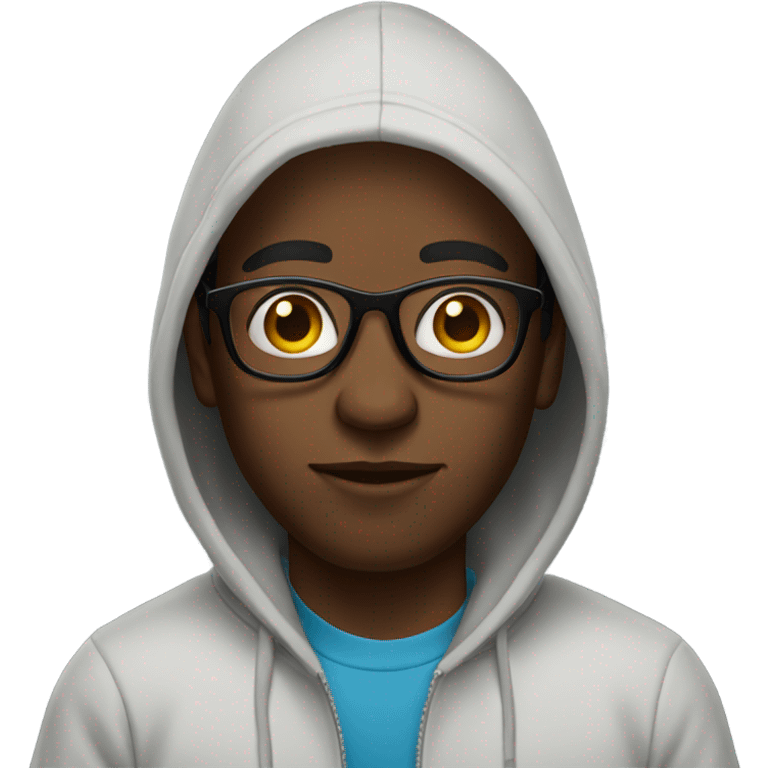 Black man in a hoodie with glasses  emoji