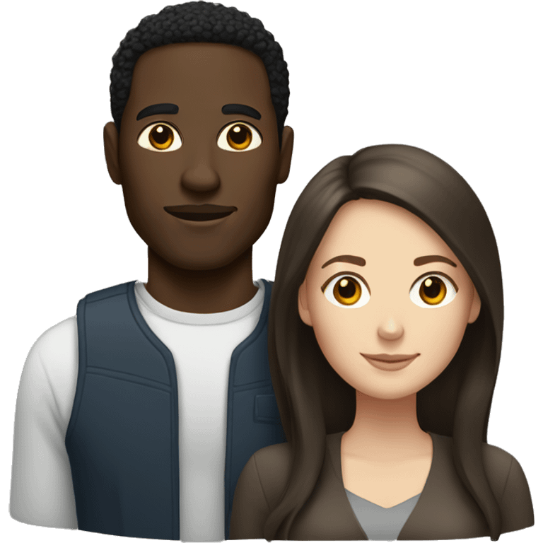 Black man and brunette white woman emoji