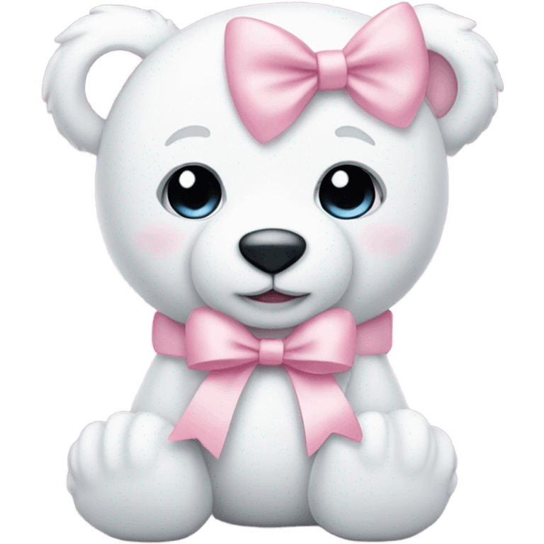 white teddy bear with pastel pink bows emoji