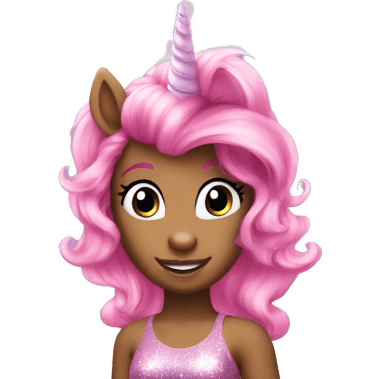 full size pink my little pony with glitter and unicorn horn emoji