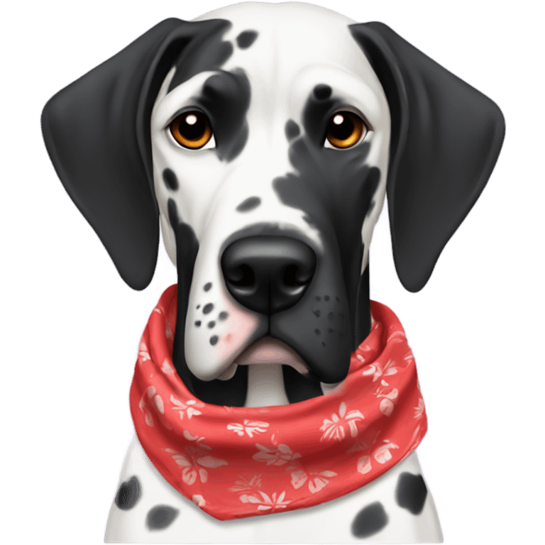 Black Great Dane with red Hawaiian bandana  emoji