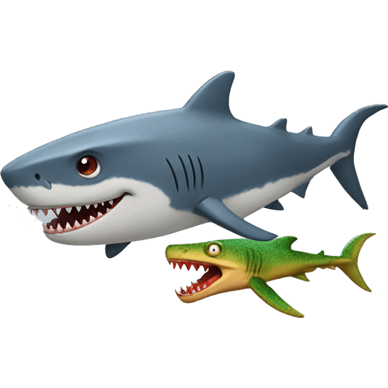 shark and a dragon emoji