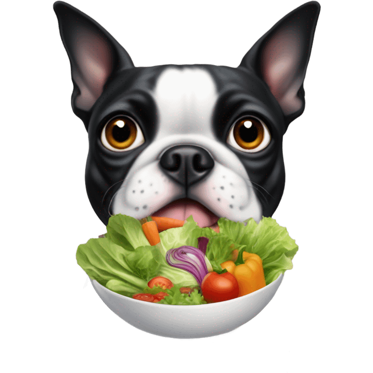 boston terrier eating a salad emoji