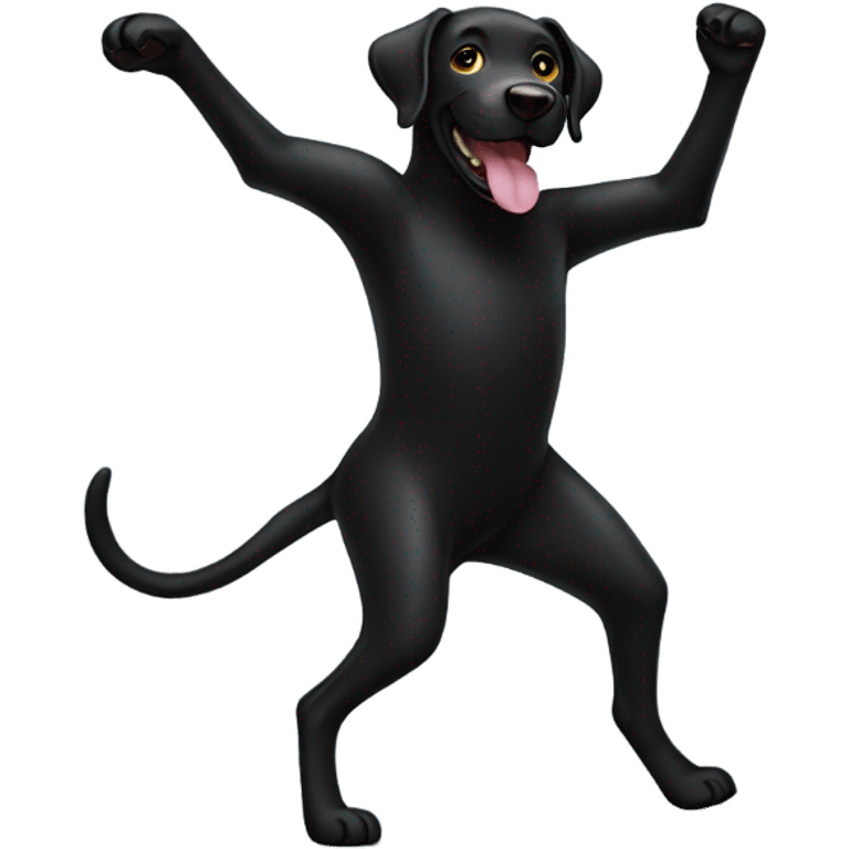 Black labrador retriever dog dancing. emoji