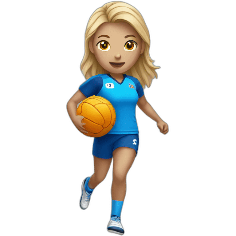 women handball player with blue shirt emoji