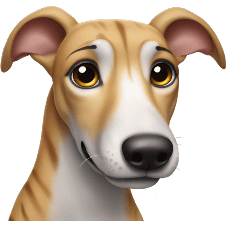 Fawn tiger greyhound lifts pawls up emoji