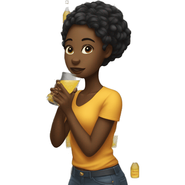 Black girl drinking tequila emoji