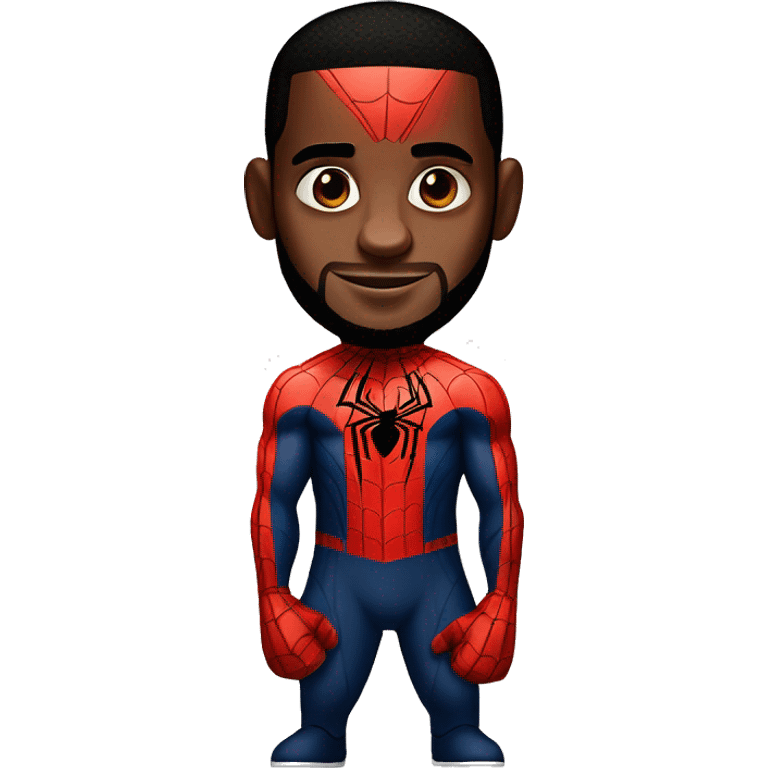 lebron james wearing a spider man (miles morales) suit emoji