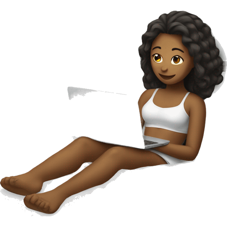 girl in bed with laptop emoji