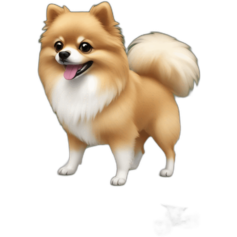 white brown pomeranian on a skateboard emoji