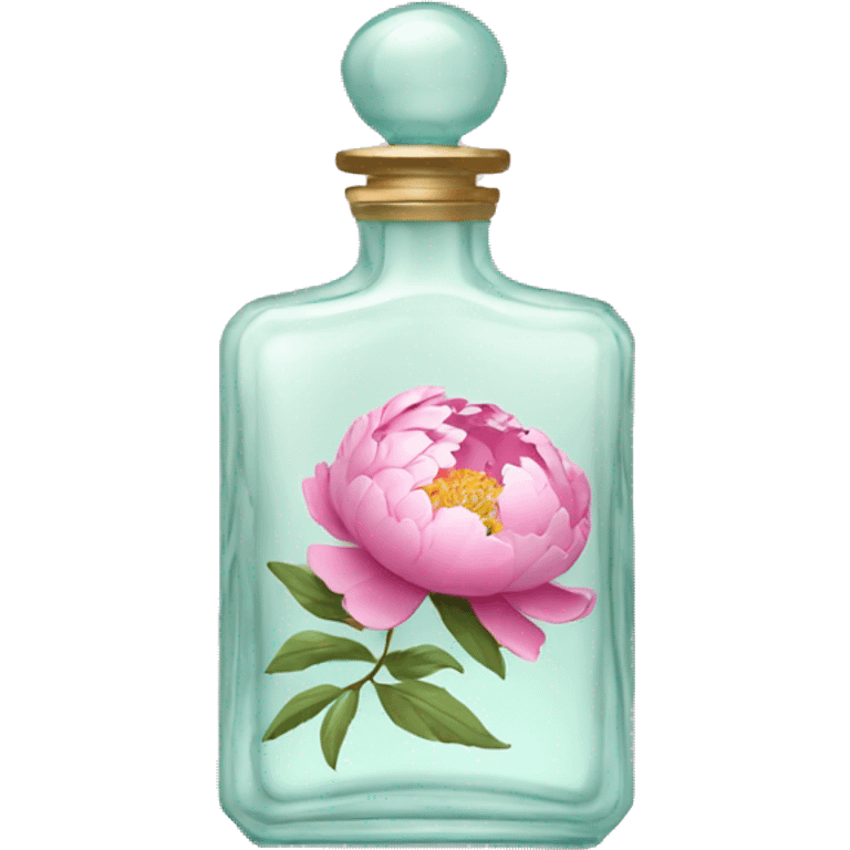 glass perfume bottle with a peony emoji