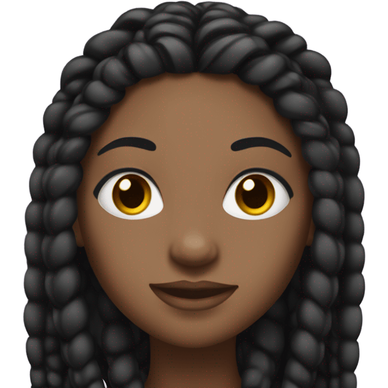 black woman with long black braids and lashes emoji