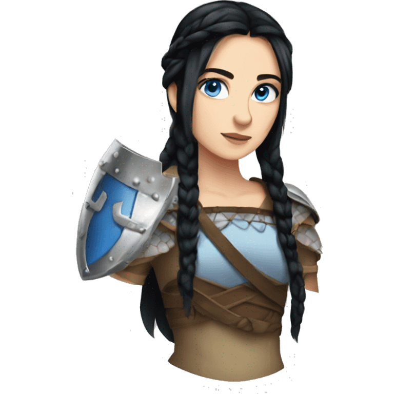 Shield maiden with Black hairbraid and blue eyes emoji