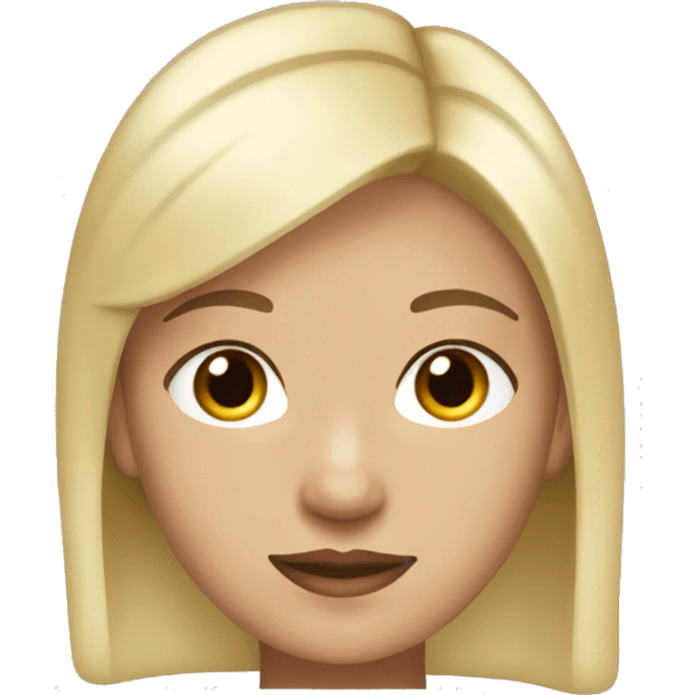 Blonde, short straight hair, brown eyes, wearing cross earrings, fair skin emoji