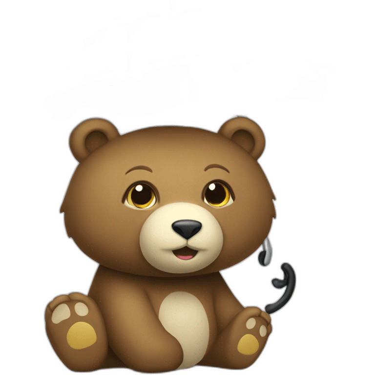 Chat dans les bras d’un ours avec parapluie emoji