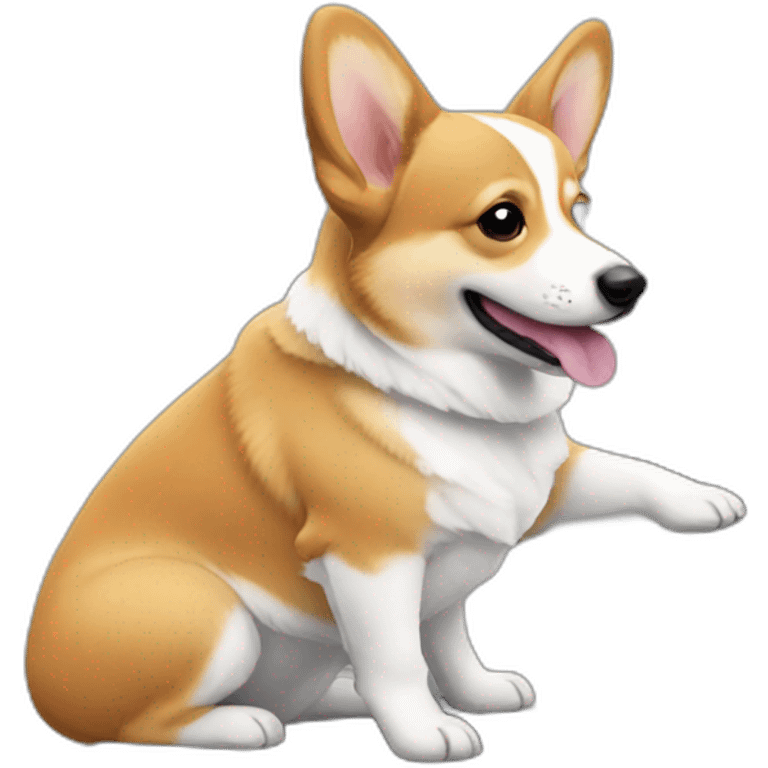 cute corgi playing piano emoji