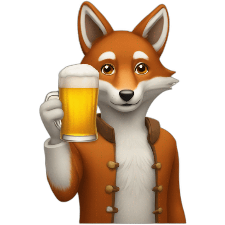 Renard avec une bière emoji