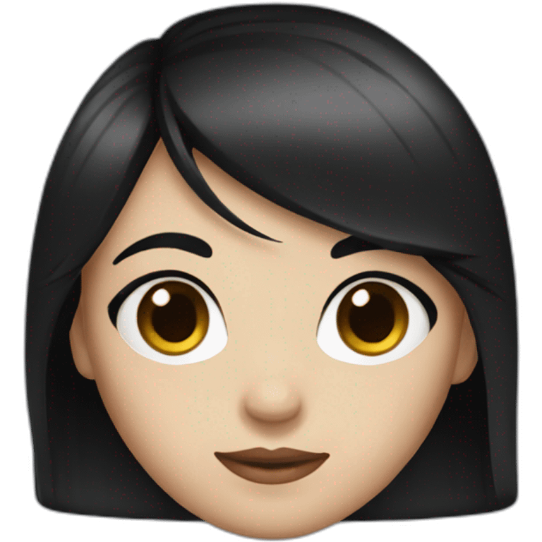 Cute woman with straight black hair and blue eyes emoji