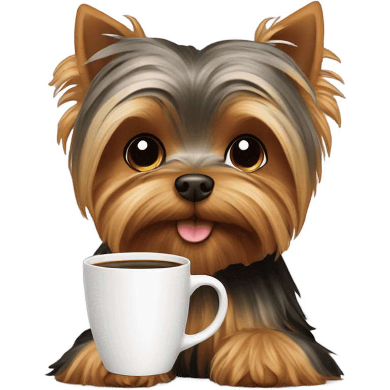 Yorkie with cup of coffee  emoji