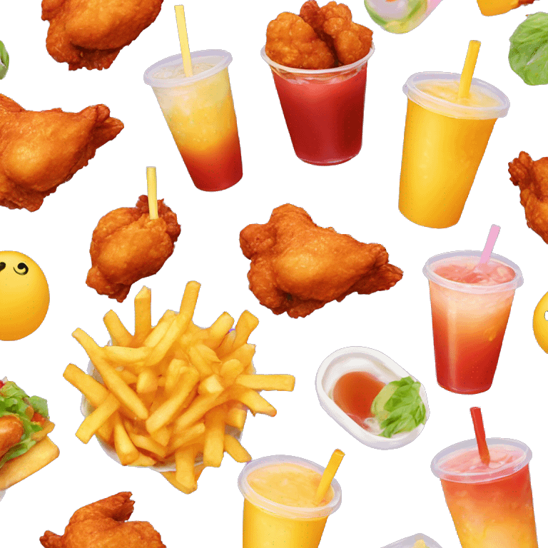 Chicken wings, fries, bubble tea emoji