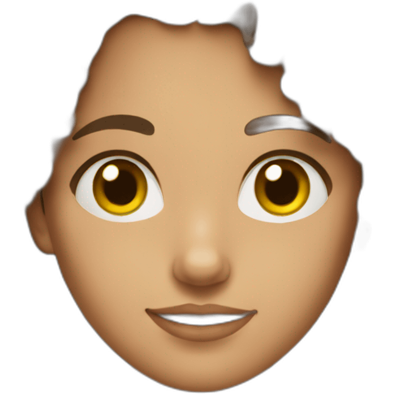 Young brunette with short hair and curly emoji