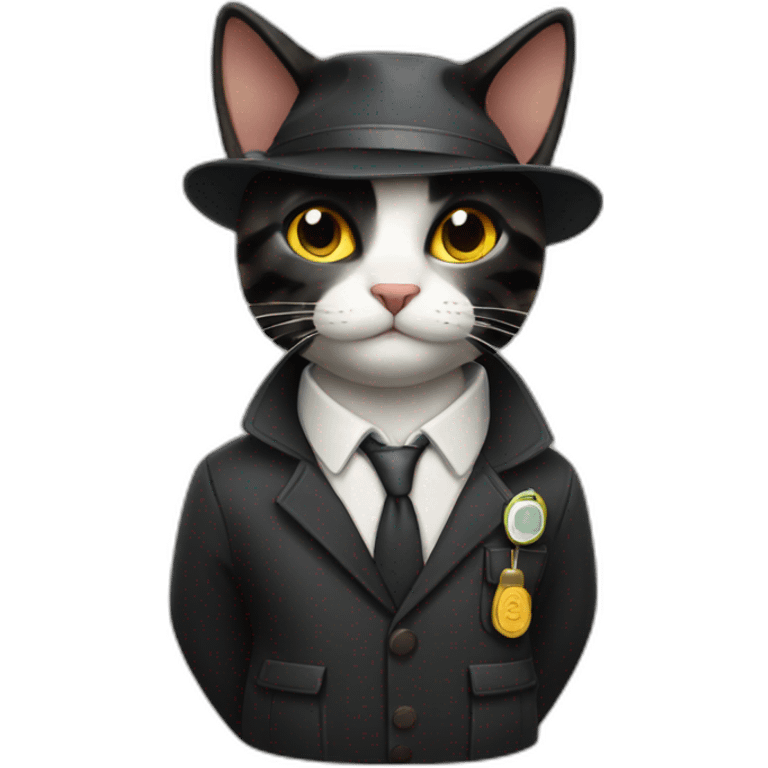 Black cat tabby cat schoolboy detectives emoji