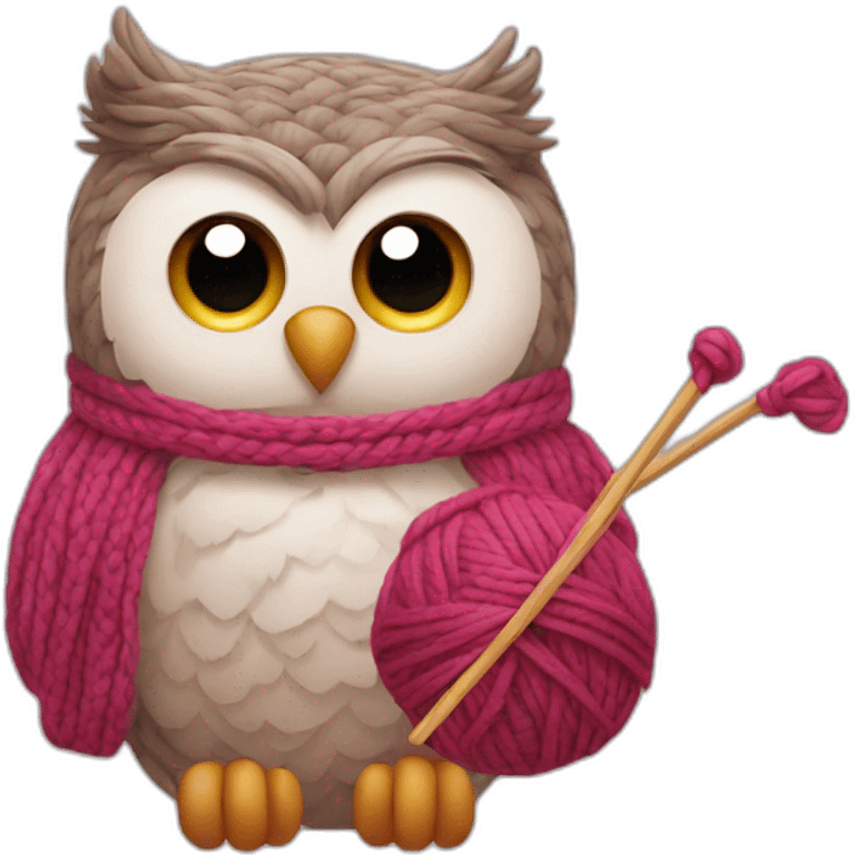 Owl knitting emoji