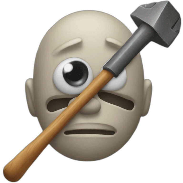 an emojie with fossil hammers for the eyes emoji