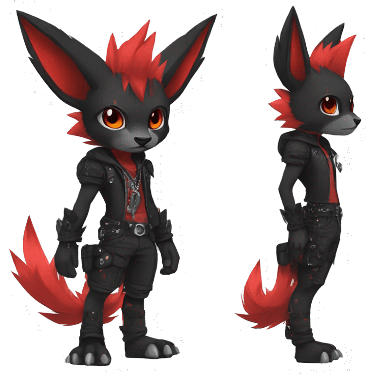 cool edgy black punk red animal hybrid Fakemon full body emoji