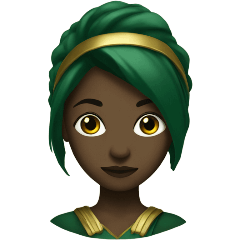 Black girl Green and gold Spartan  emoji