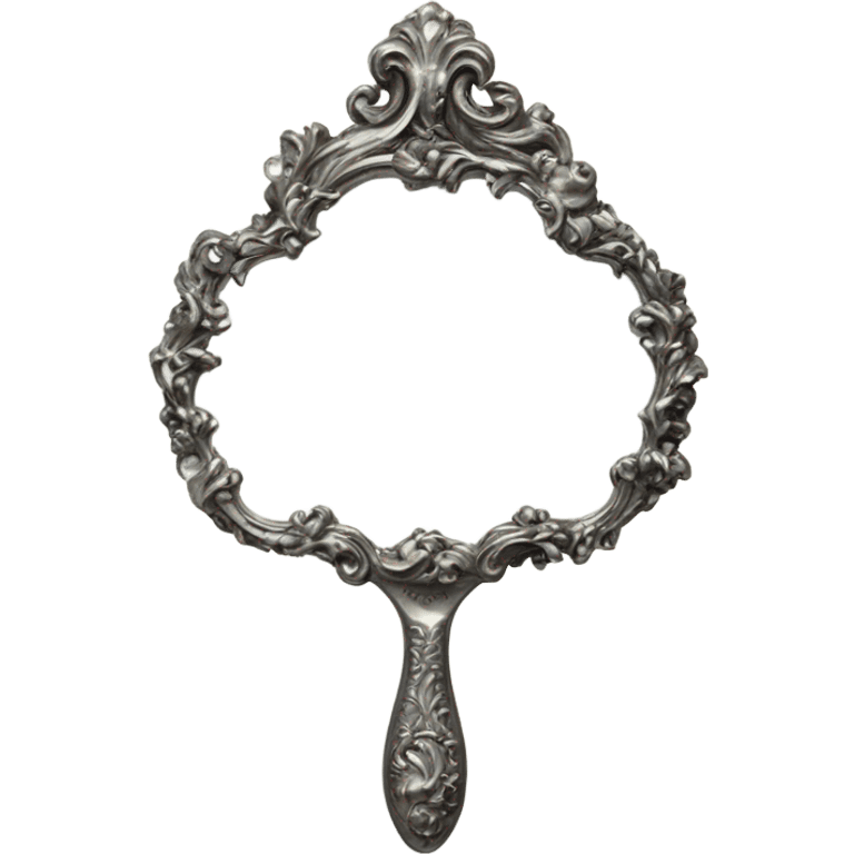 vintage rococo silver hand mirror emoji